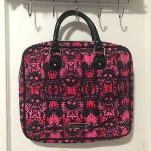Betsey Johnson Hot Pink Dead Head Skull Laptop Bag